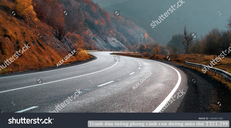 Tranh dán tường phong cảnh con đường mùa thu T321-299